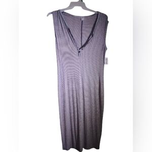 NWT Old Navy Striped Sleeveless Flowy Maxi Dress L Lounging 6 Button Closure